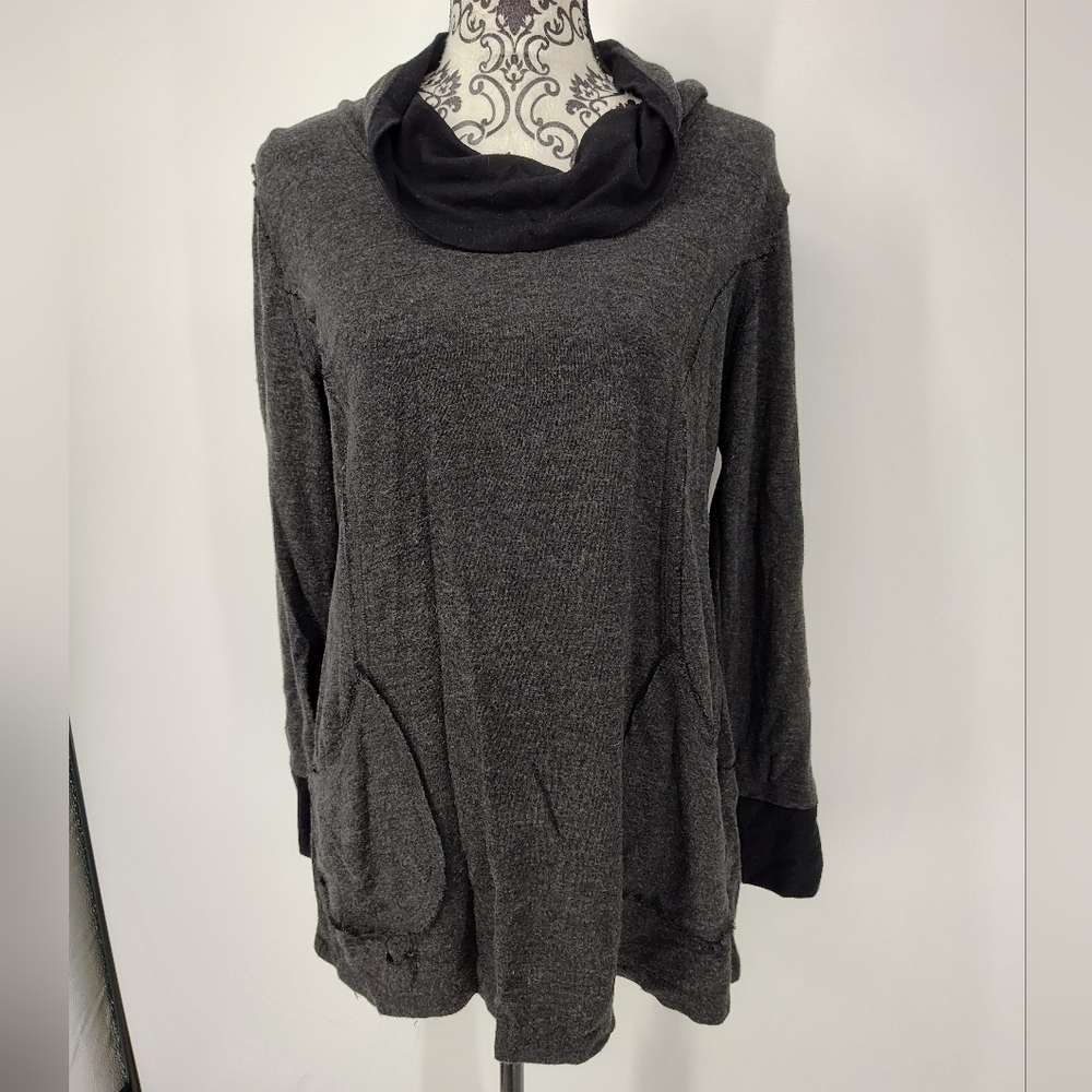 Cable & Gauge Charcoal Cowl Neck Shirt Size Women's X Large
